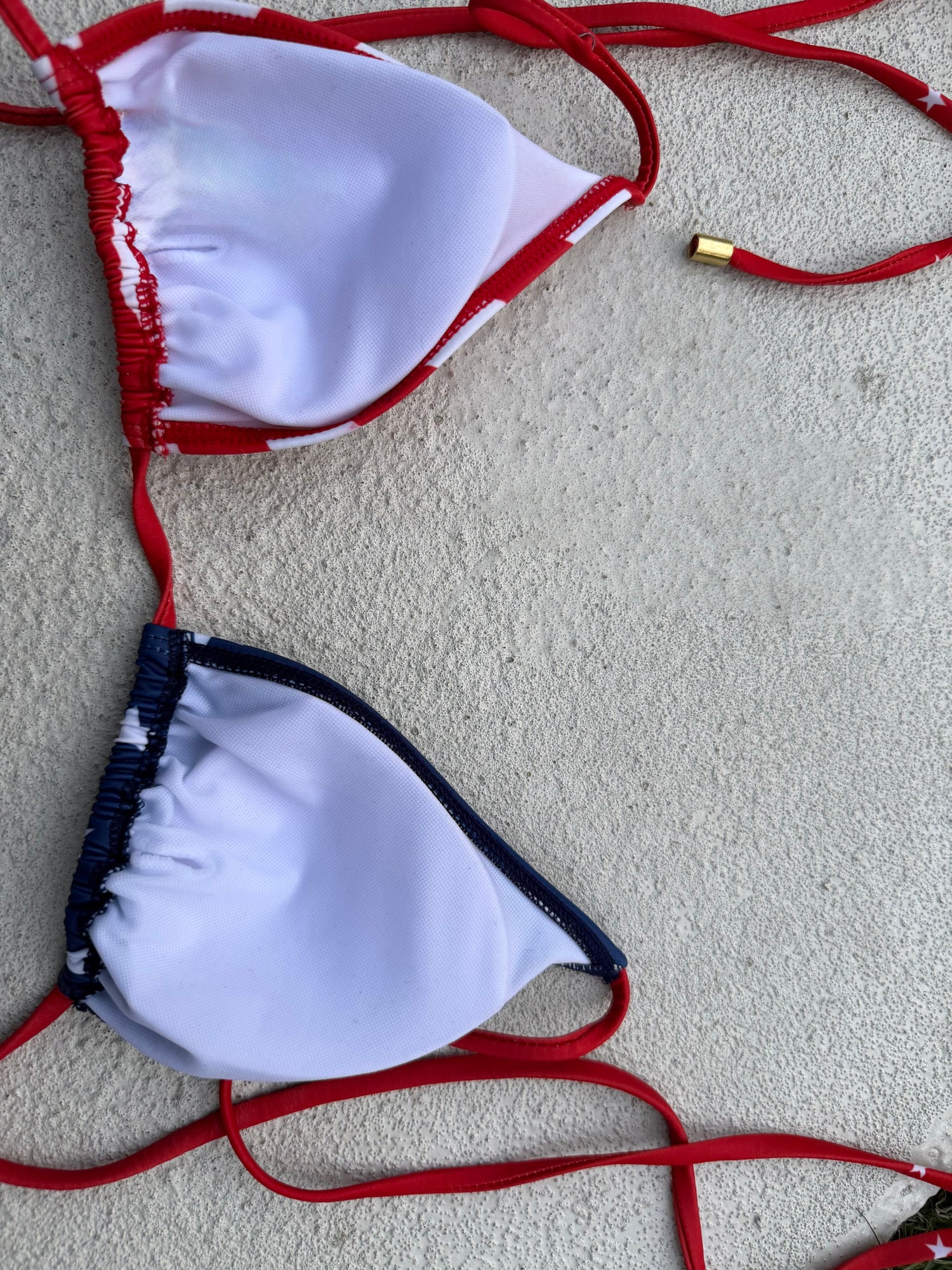 Patriotic Triangle Bikini Top – Red White &amp; Blue American Flag Swimwear