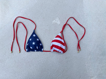 Patriotic Triangle Bikini Top – Red White &amp; Blue American Flag Swimwear